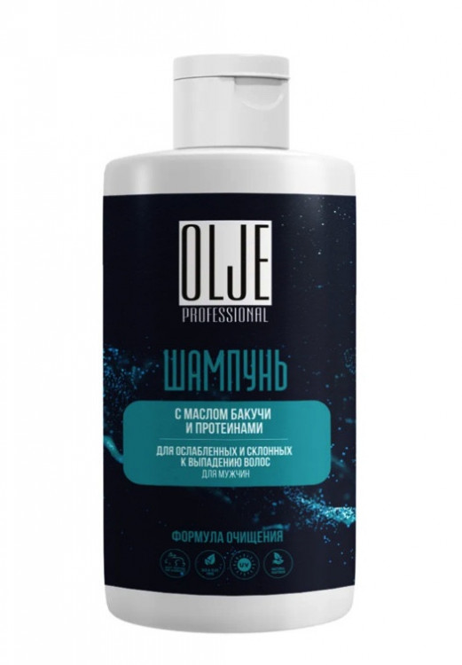 OLJE. Шампунь мужской с маслом бакучи и протеинами, 450 мл в Туле