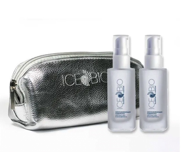 ICE BIO. Набор Сыворотка  2 шт омолаживающая для лица, шеи и зоны декольте 30мл, в косметичке в Туле